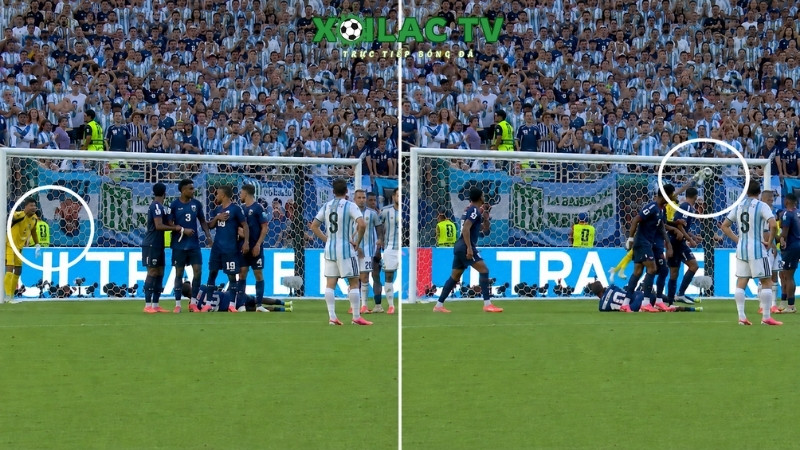 Tính huống đá phạt gây tranh cãi của Messi